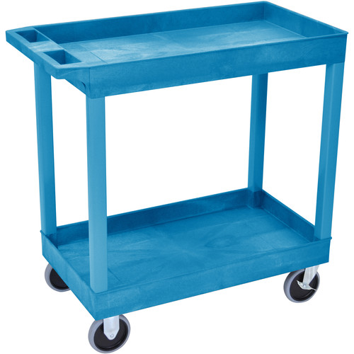 Luxor 32 x 18" Tub Cart with Two Shelves (Plastic, Blue)