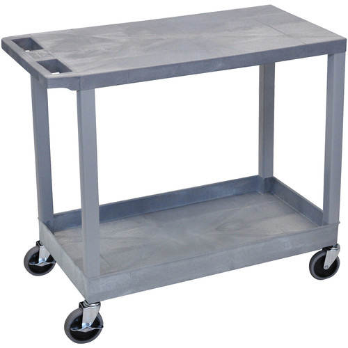 Luxor EC21-G 18x32" Utility Cart with 1 Flat and 1 Tub Shelves (Gray)