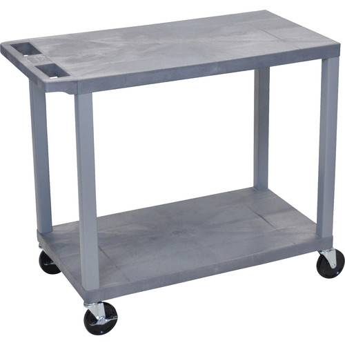 Luxor EC22-G 32 x 18" Two-Shelf Plastic Utility Cart (Gray)