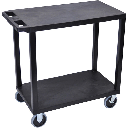 Luxor EC22HD-B 32 x 18" Two-Shelf Plastic Heavy Duty Utility Cart (Black)