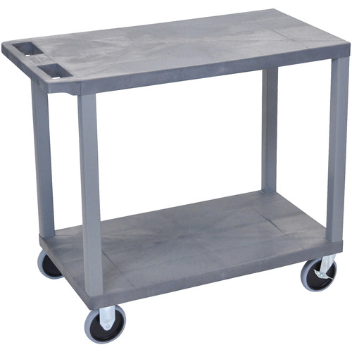 Luxor EC22HD-G 32 x 18" Two-Shelf Plastic Heavy Duty Utility Cart (Gray)