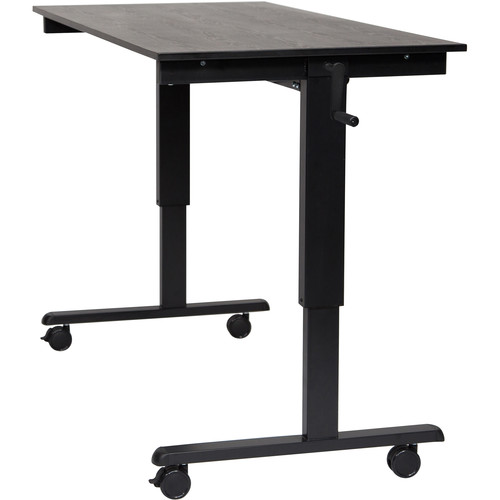 Luxor 60" Crank Adjustable Stand-Up Desk (Black Oak Desk, Black Frame)