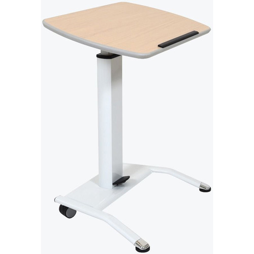 Luxor Pneumatic Height-Adjustable Lectern / Mobile Standing Desk (Light Wood)