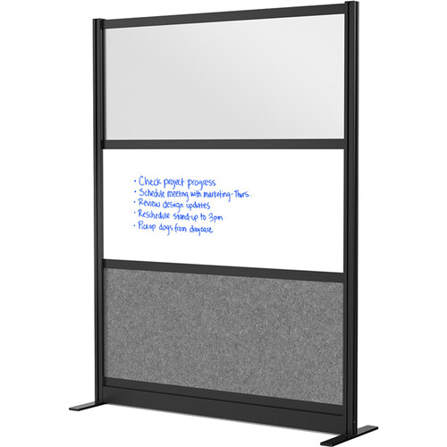 Luxor Modular Room Divider Starter Wall (53" x 70", Black, Wide Paneling)