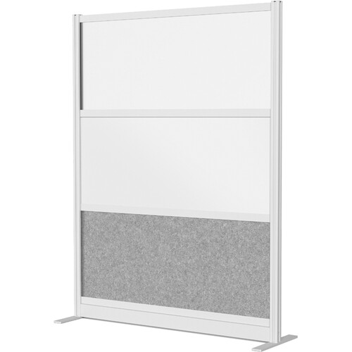 Luxor Modular Room Divider Starter Wall (53" x 70", Silver, Wide Paneling)