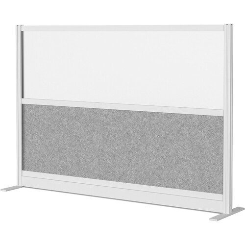 Luxor Modular Room Divider Starter Wall (70" x 48", Silver, Wide Paneling)