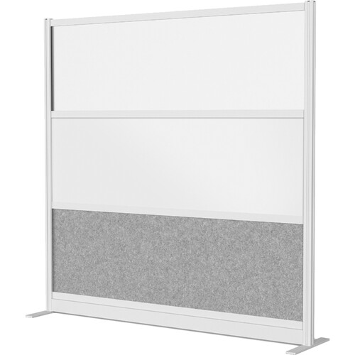 Luxor Modular Room Divider Starter Wall (70" x 70", Silver, Wide Paneling)