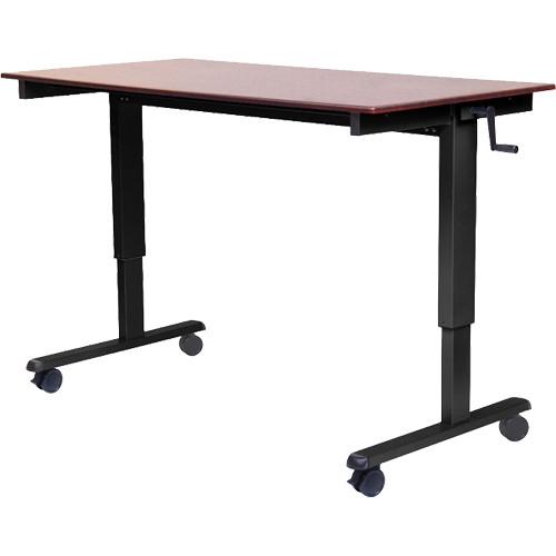 Luxor 60" Crank Adjustable Stand-Up Desk (Dark Walnut Desk, Black Frame)