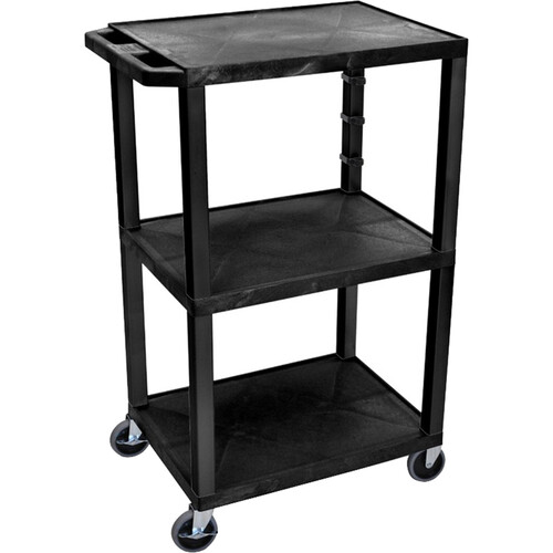 Luxor Three-Shelf Plastic Utility Cart 42" (Black)