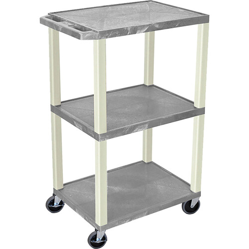Luxor Three-Shelf Plastic Utility Cart 42" (Gray)