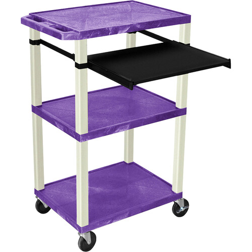 Luxor Three-Shelf Plastic Utility Cart 42" (, Electric, Pullout Shelf)