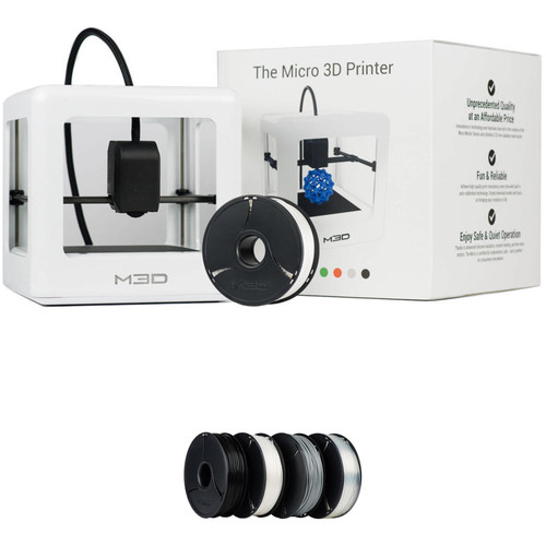 M3D Micro 3D Printer with PLA Neutral Filament Bundle Kit (White, Retail Edition)