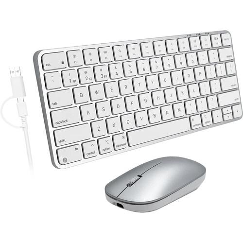Macally Dual Mode Wireless Keyboard & Mouse Set (Silver)