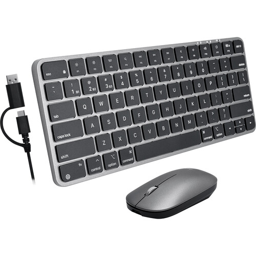 Macally Dual Mode Wireless Keyboard & Mouse Set (Space Gray)