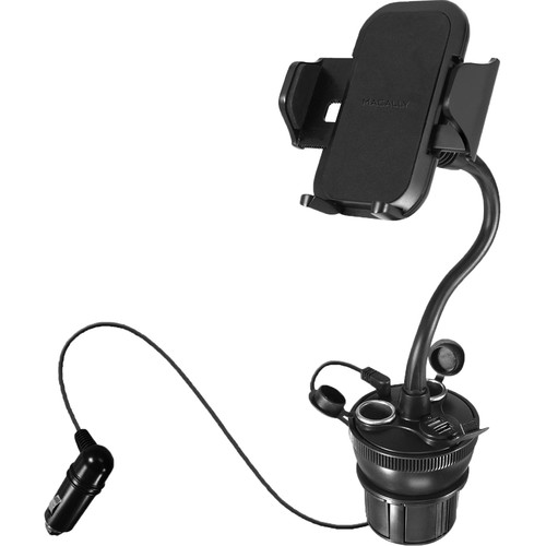 Macally Car Cup Holder Mount with 2 USB Ports & 2 Cigarette Lighter Sockets