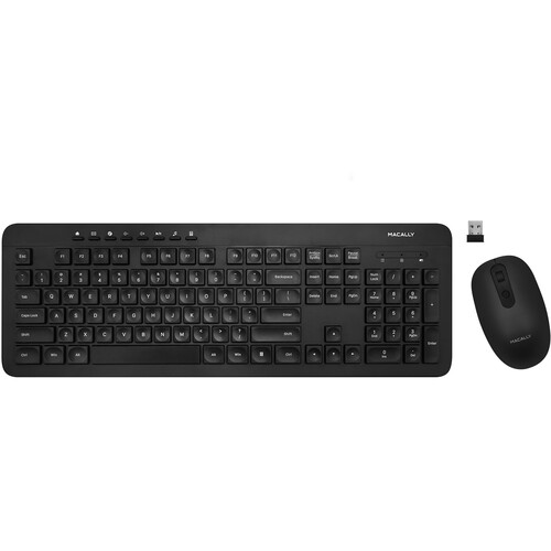 Macally Deluxe Wireless Keyboard with Mouse Combo (Windows, Black)