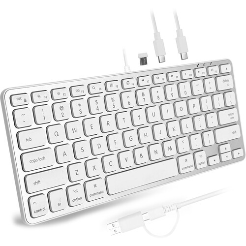 Macally Compact Wired Keyboard with USB-A and USB-C Hub (Aluminum)