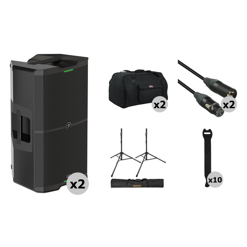 Mackie SRM215 V-Class 2000W 15" Active Loudspeaker PA System Kit (Two-Speaker Pair)