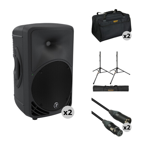 MACKIE SRM350パワードスピーカー　2台セット　DJ PAシステム Mackie SRM350 Pair Kit with Stands, Cables, and Bags B&H Photo