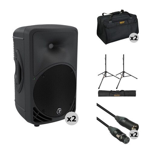 MACKIE SRM350 PA モニター スピーカー 2台セット Mackie SRM350 Pair Kit with Stands, Cables, and Bags B&H Photo