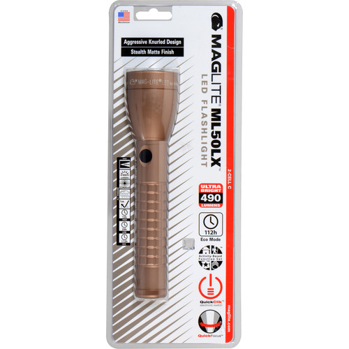Maglite ML50LX 2C-Cell LED Flashlight (Tan, Clamshell Packaging)