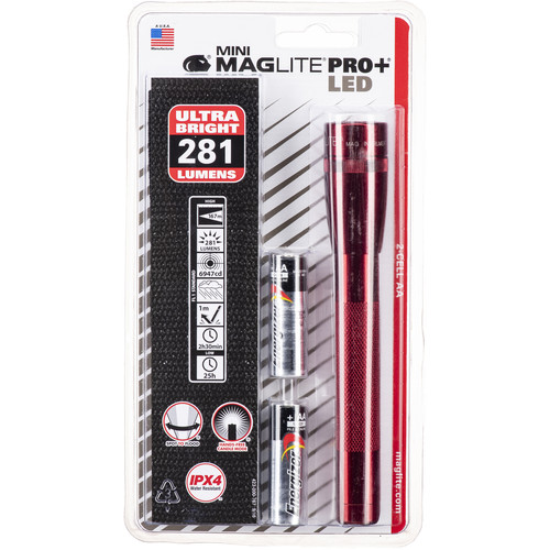 Maglite Mini Maglite Pro+ 2AA LED Flashlight with Holster (Red)
