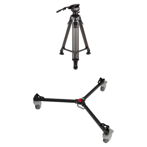 Magnus REX VT-5000-CM Carbon Fiber Two-Stage Mono Lock Video Tripod with Dolly