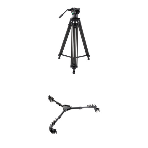 Magnus VT-3500C Carbon Fiber Tripod System with Fluid Head and Dolly Kit