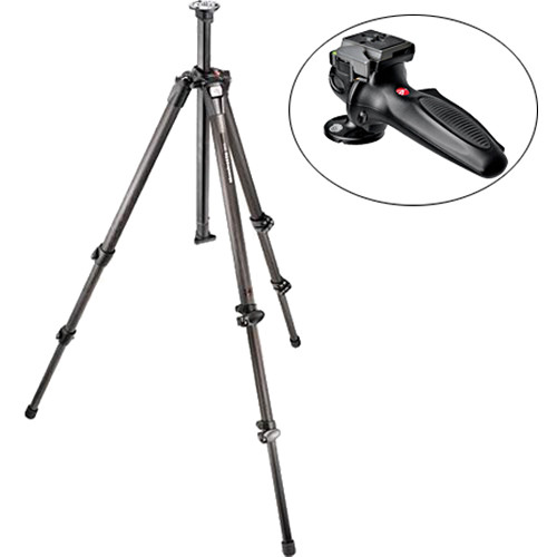 Manfrotto 055CX3 3-Section Carbon Fiber Tripod with 327RC2 Grip Ball Head Kit