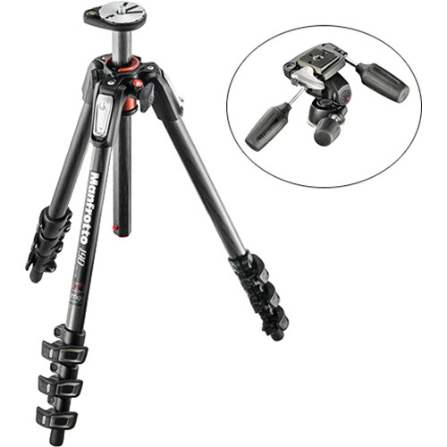 Manfrotto MT190CXPRO4 Carbon Fiber Tripod Kit with 804RC2 3-Way Pan/Tilt Head and Quick-Release Plate