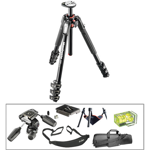 Manfrotto MT190XPRO4 Aluminum Tripod with 804RC2 3-Way Pan/Tilt Head Deluxe Kit