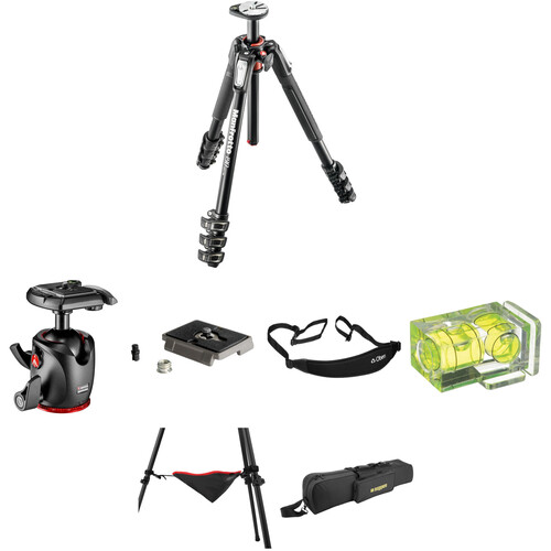Manfrotto MT190XPRO4 Aluminum Tripod with MHXPRO-BHQ2 XPRO Ball Head Deluxe Kit