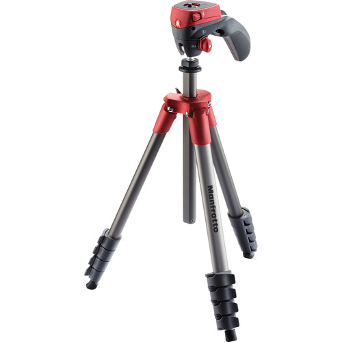 Manfrotto Compact Action Aluminum Tripod (Red) MKCOMPACTACN-RD