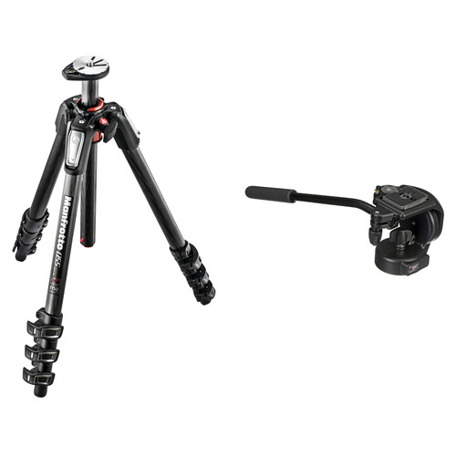 Manfrotto MT055CXPRO4 Carbon Fiber Tripod with 128RC Micro Fluid Video Head Kit