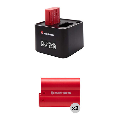 Manfrotto ProCUBE 3 Professional Twin Charger Kit with 2 EN-EL15C Batteries