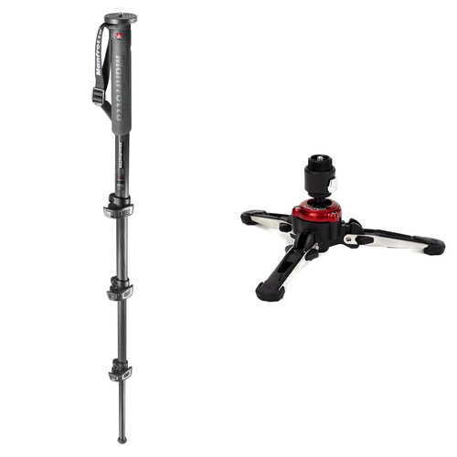 Manfrotto XPRO MPMXPROC4US Carbon Fiber Monopod with XPRO Fluid Base Kit