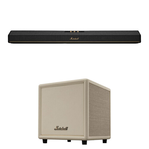 Marshall Heston 120 5.1.2-Channel Dolby Atmos Soundbar & Heston Sub 200 Subwoofer Kit (Black/Cream)