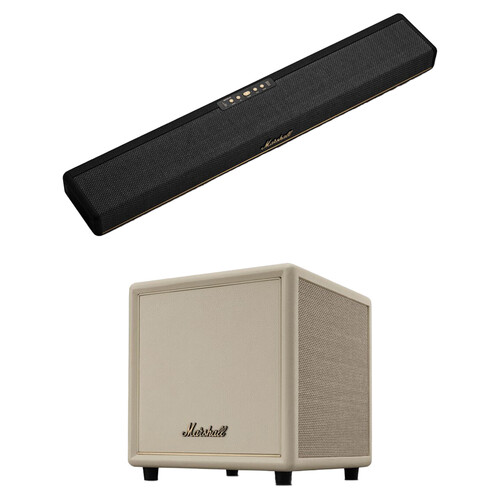 Marshall Heston 60 5.1-Channel Dolby Atmos Soundbar & Heston Sub 200 Subwoofer Kit (Black/Cream)