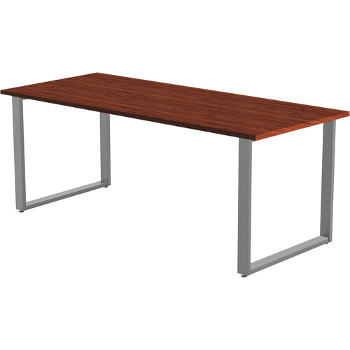 Marvel 72 x 30" Desk with Wire Management (Windsor Mahogany Laminate, Silver)