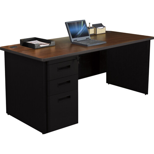 Marvel Pronto Single Full Pedestal Desk (66 x 30", Mahogany Laminate & Black)