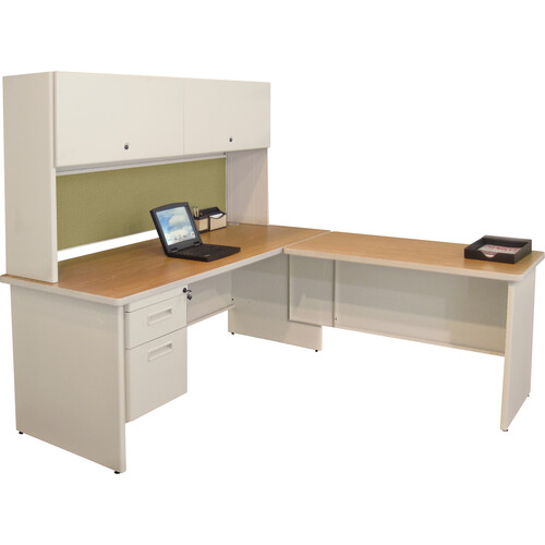 Marvel Pronto Desk with Return (72 x 78", Putty/Peridot)