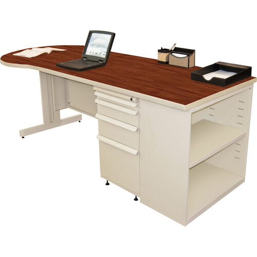 Marvel Zapf Office Desk with Bookcase (87 x 30", Putty, Collector's Cherry Laminate)