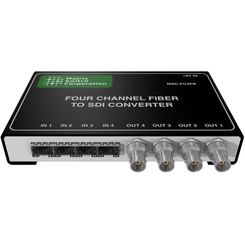 Matrix Switch 4-Channel Fiber to SDI Converter (SFP Modules Not Included)