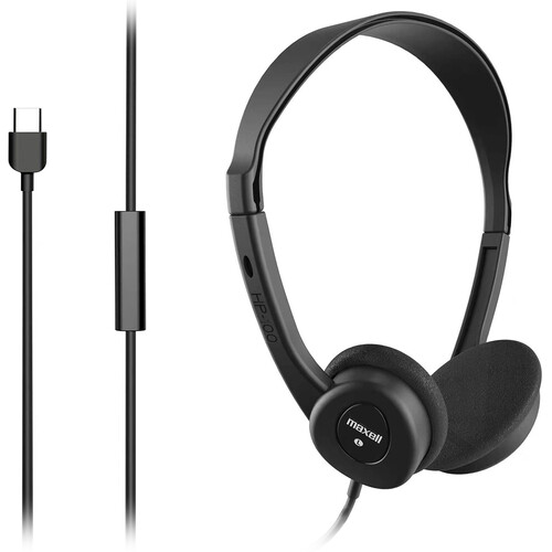 Maxell HP-101 On-Ear USB-C Wired Headphones with Microphone