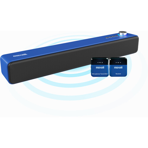 Maxell Portable 2-Channel Soundbar & Voice Amplifier with Wireless Microphone & Travel Case