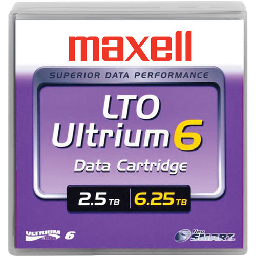 Maxell LTO Ultrium 6 Tape Cartridge with Label (Black)