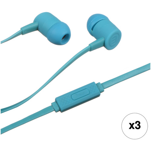 Maxell Solid 2 Earphones with Microphone Kit (3-Pack, Blue)