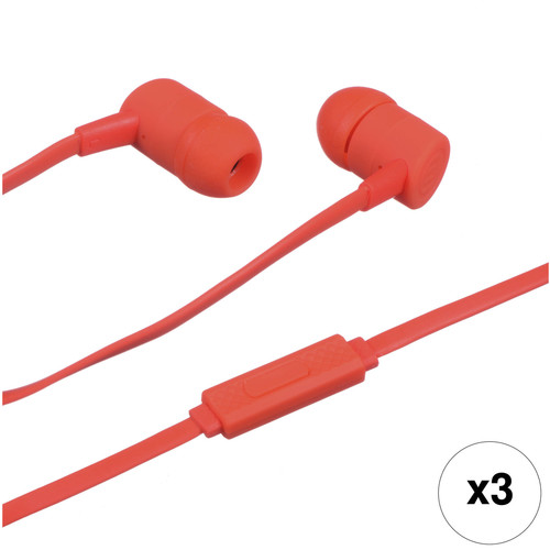 Maxell Solid 2 Earphones with Microphone Kit (3-Pack, Red)