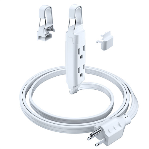 Maximm Cable Standard Plug Extension Cord with Hook System (3', White)