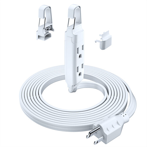 Maximm Cable Standard Plug Extension Cord with Hook System (12', White)